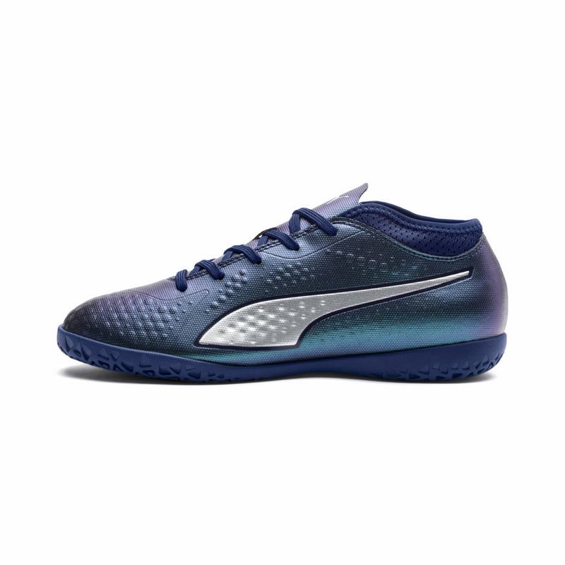 Chaussure de Foot Puma One 4 Synthetic It Garcon Bleu/Argent/Bleu Marine Soldes 223DQRTE